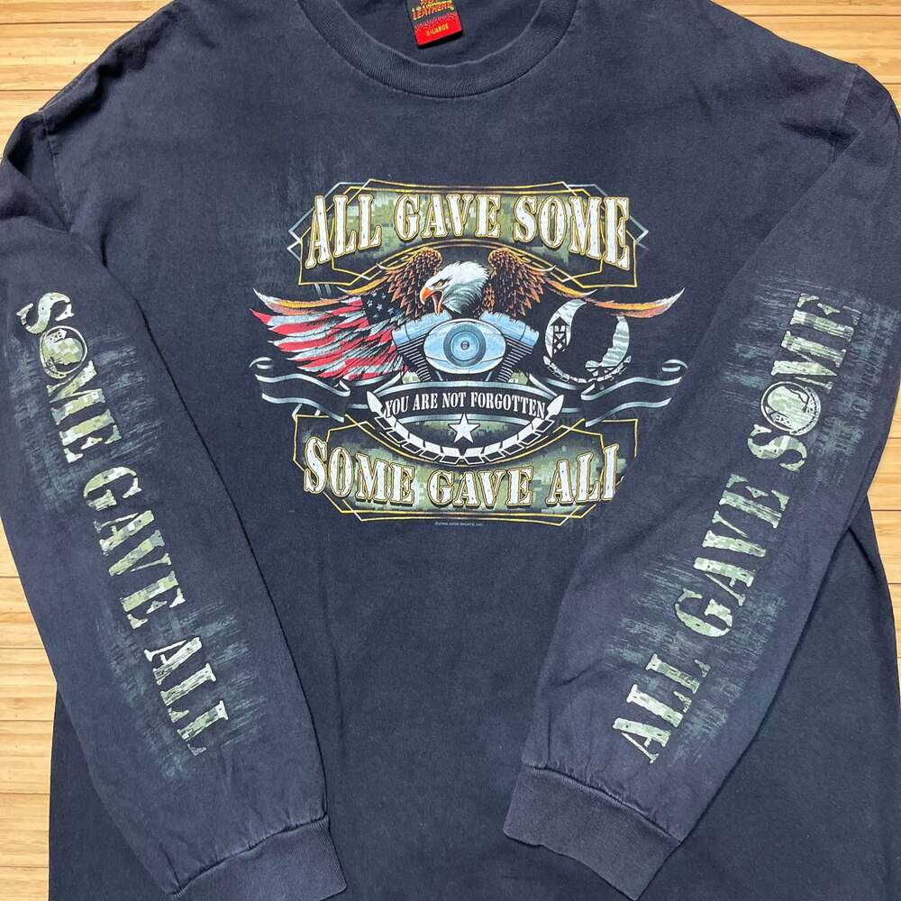 Hot Leathers POW MIA Jekyll and Hyde Maine Biker Long Sleeve T-Shirt Men's Black